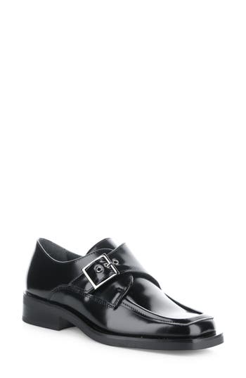 Bos. & Co. Eliza Moc Toe Monk Strap Loafer In Black