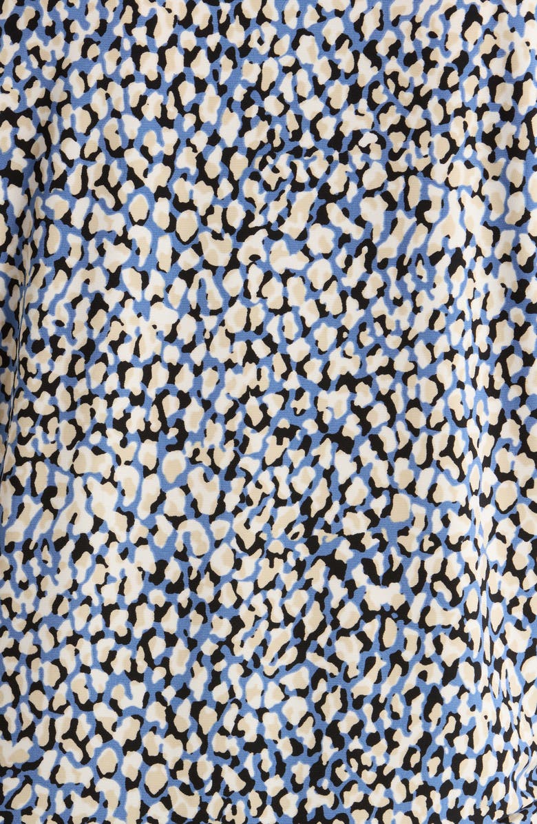 AK ANNE KLEIN Ruffle V-Neck Top, Alternate, color, Blue Jay Multi