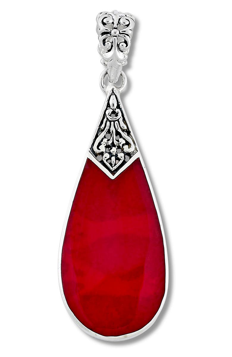 SAMUEL B. Sterling Silver Pear Shape Coral Pendant, Main, color, Red