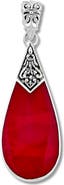 SAMUEL B. Sterling Silver Pear Shape Coral Pendant