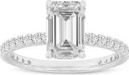 LuvMyJewelry Regalia 14K White Gold Emerald Cut Lab Grown Diamond Hidden Halo Engagement Ring - 2.55 ctw
