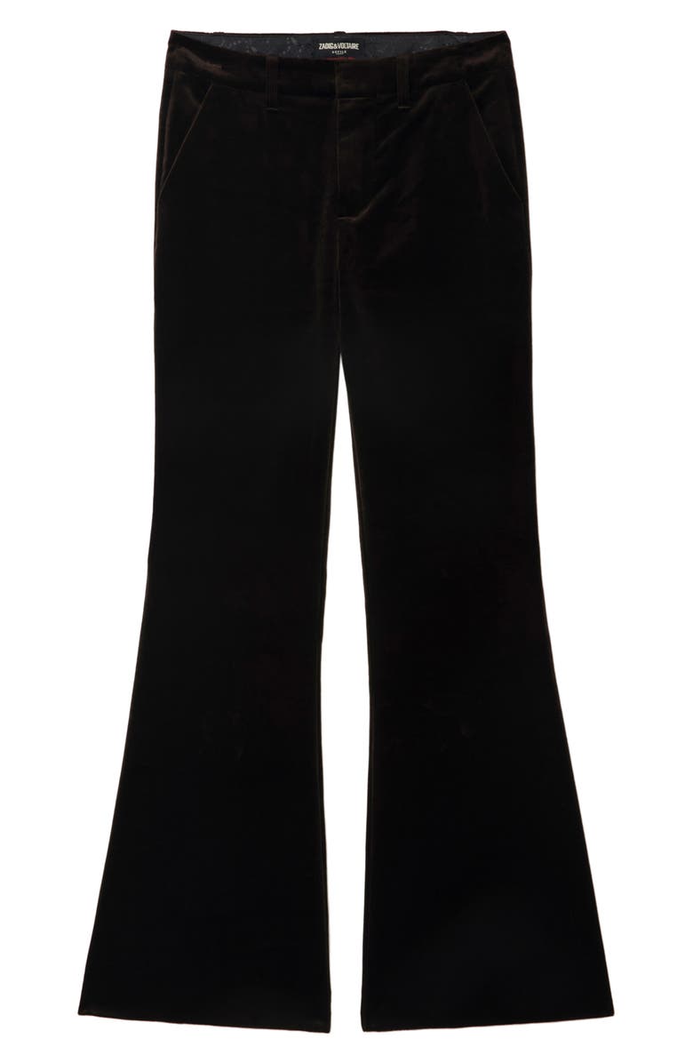 Zadig & Voltaire Prevy Cotton Velveteen Flare Leg Pants, Alternate, color, Dark Chocolate