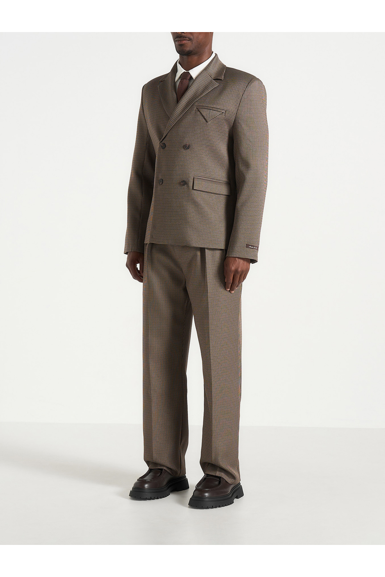 Didier Houndstooth Double Breasted Blazer, Alternate, color, Brown