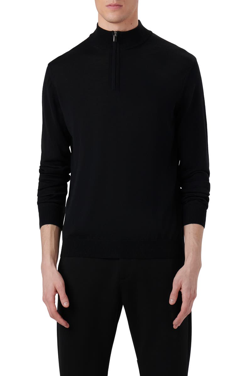 Bugatchi Quarter Zip Merino Wool Pullover, Main, color,