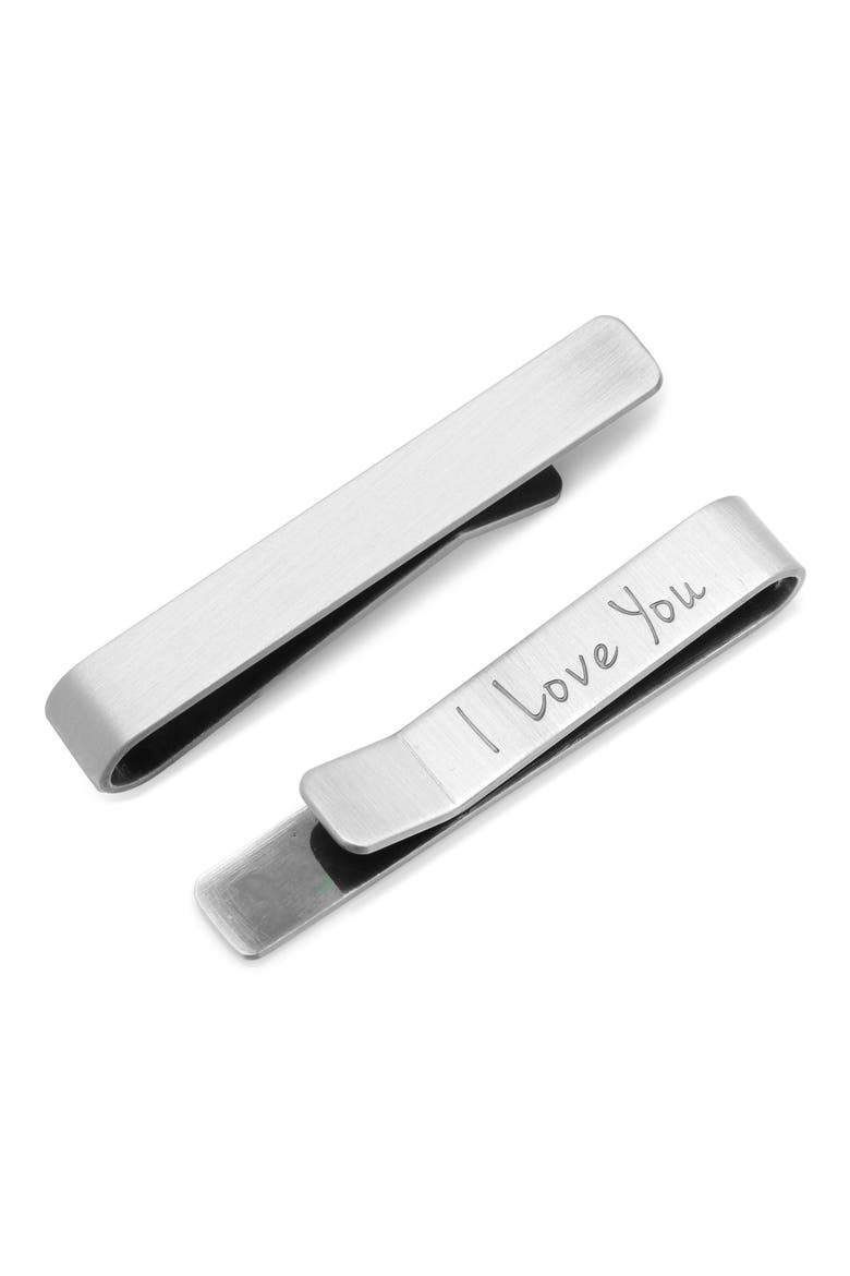 I Love You Tie Bar, Alternate, color, SILVER