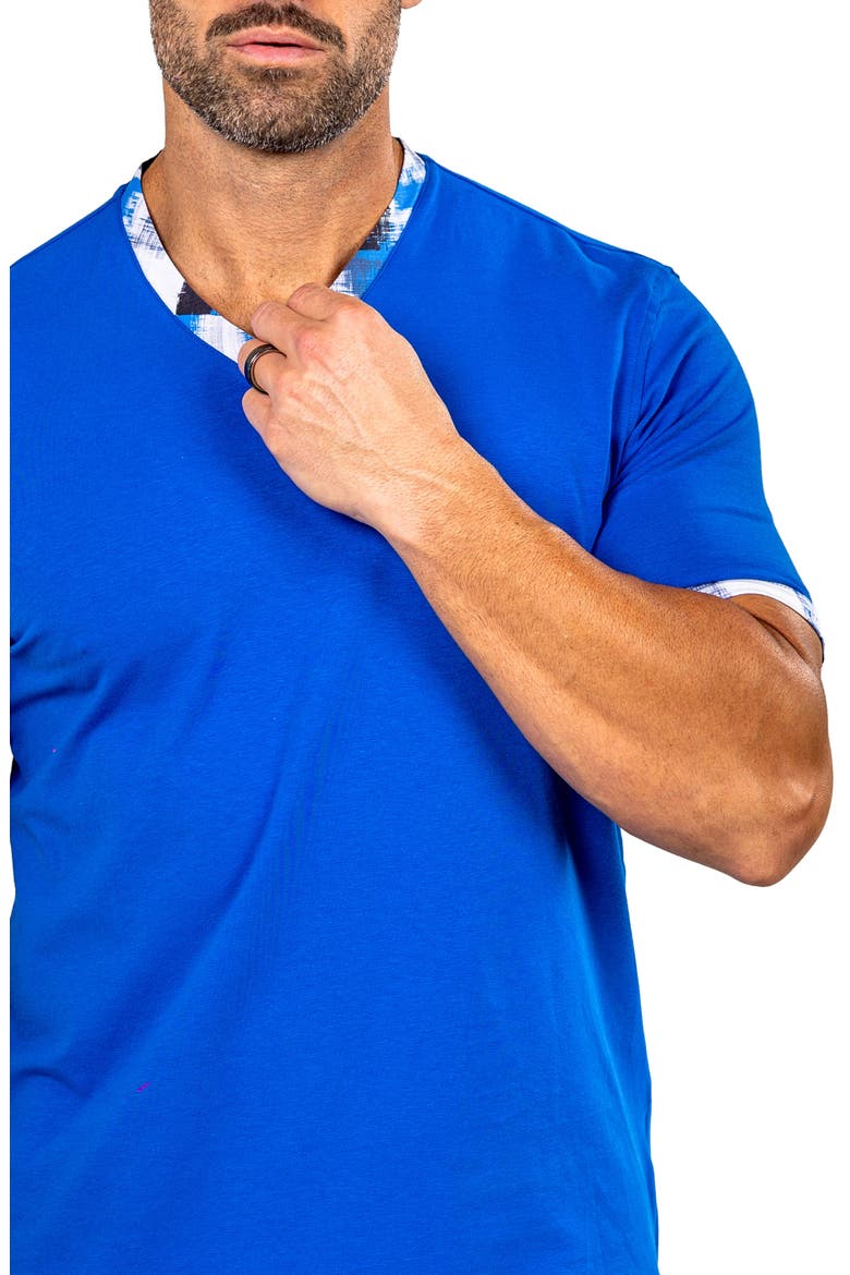 Edison Marthyr0009 Blue Cotton V-Neck T-Shirt, Alternate, color, BLUE