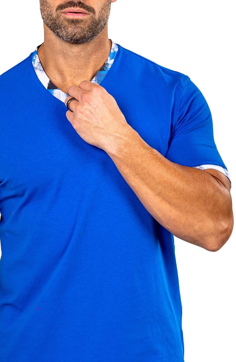 Maceoo Edison Marthyr0009 Blue Cotton V-Neck T-Shirt, Alternate, color, 