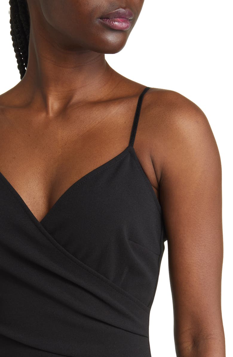 LOVE, NICKIE LEW Crystal Fringe Trim Faux Wrap Gown, Alternate, color, 