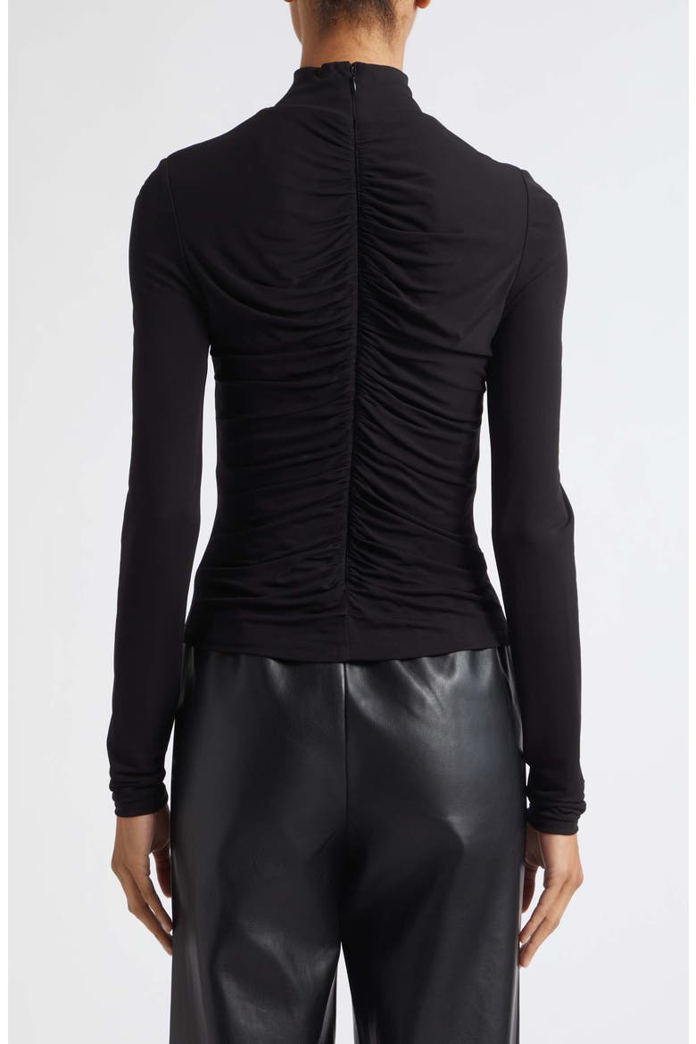 Angela Ruched Mock Neck Top, Alternate, color, JET