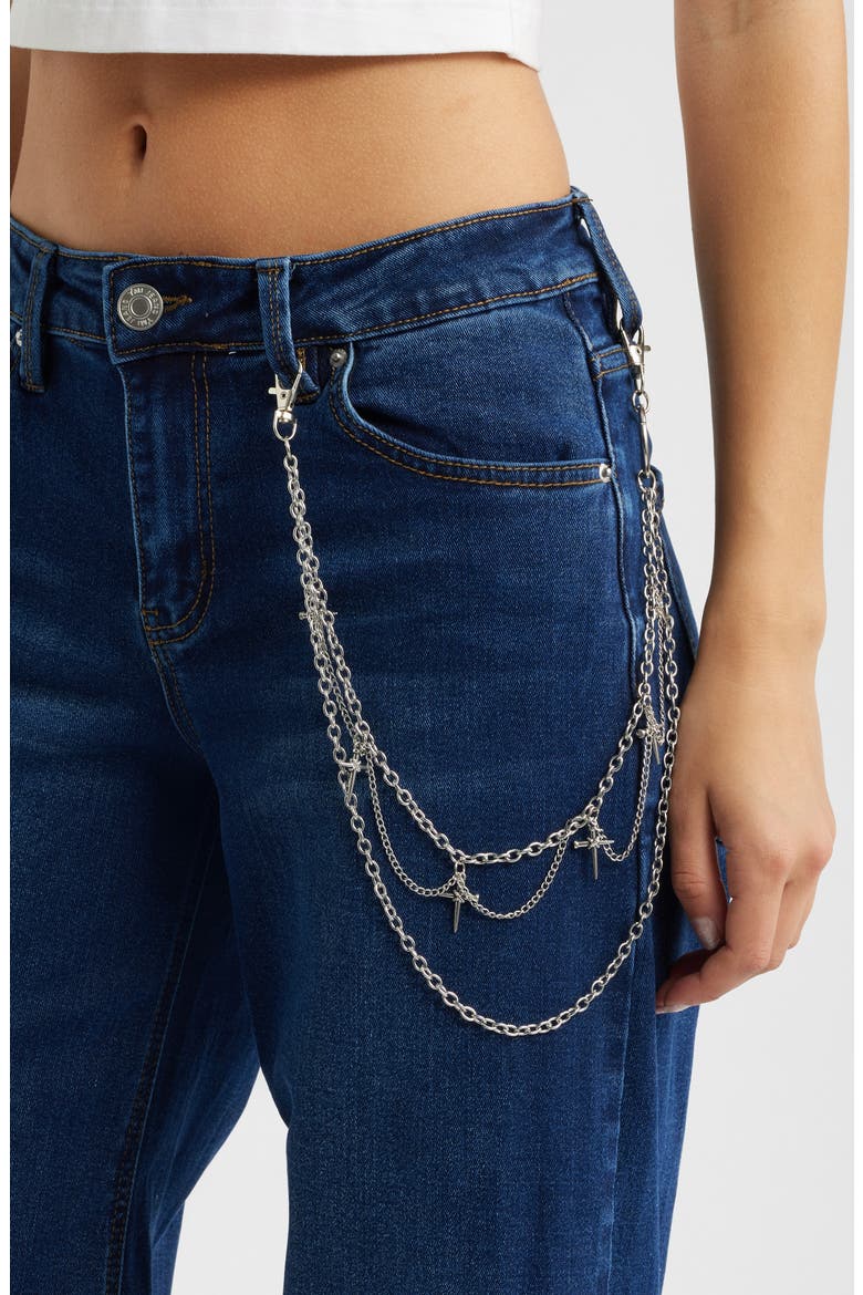 Joey Baggy Wide Leg Jeans with Chain Accent, Alternate, color, DARK BLUE
