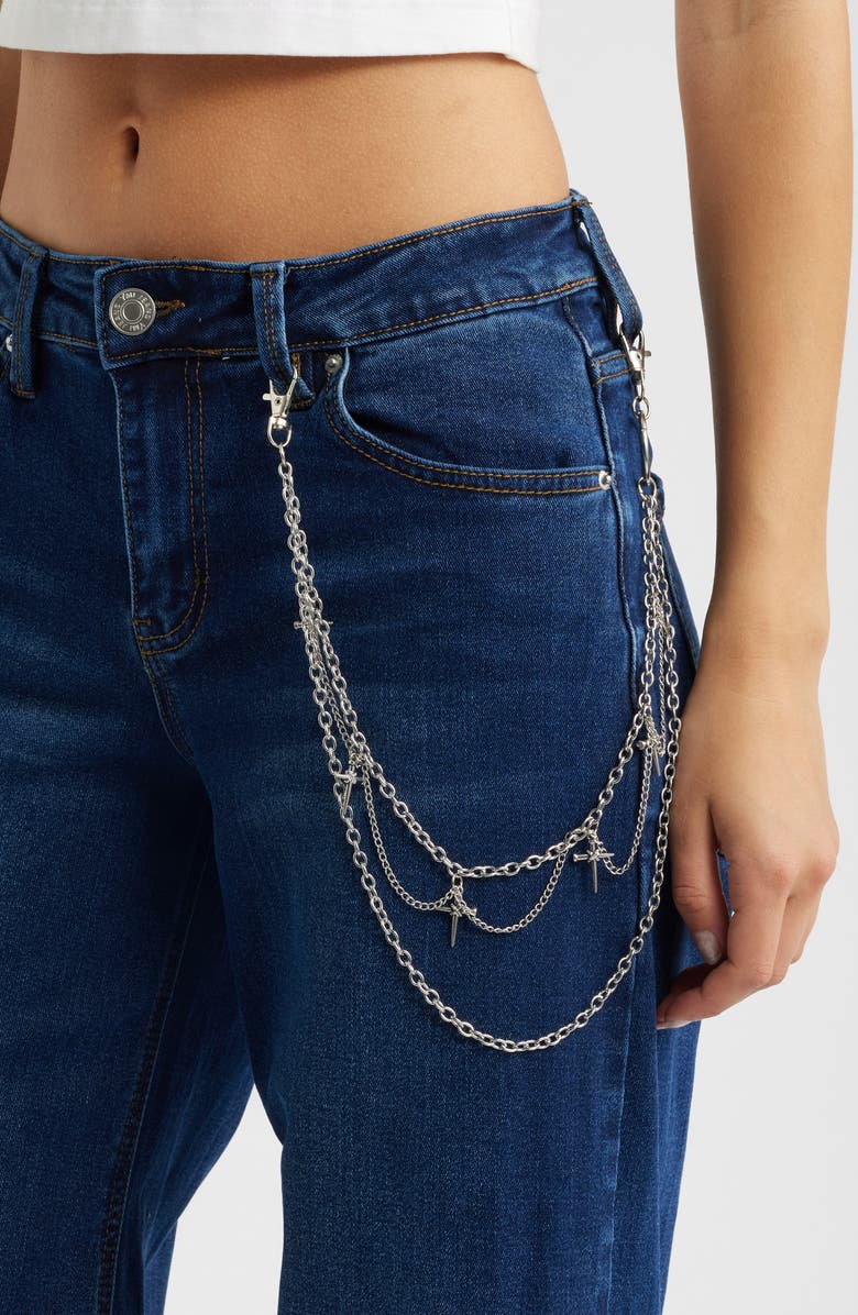 YMI Joey Cross Chain Baggy Wide Leg Jeans, Alternate, color, Dark Blue