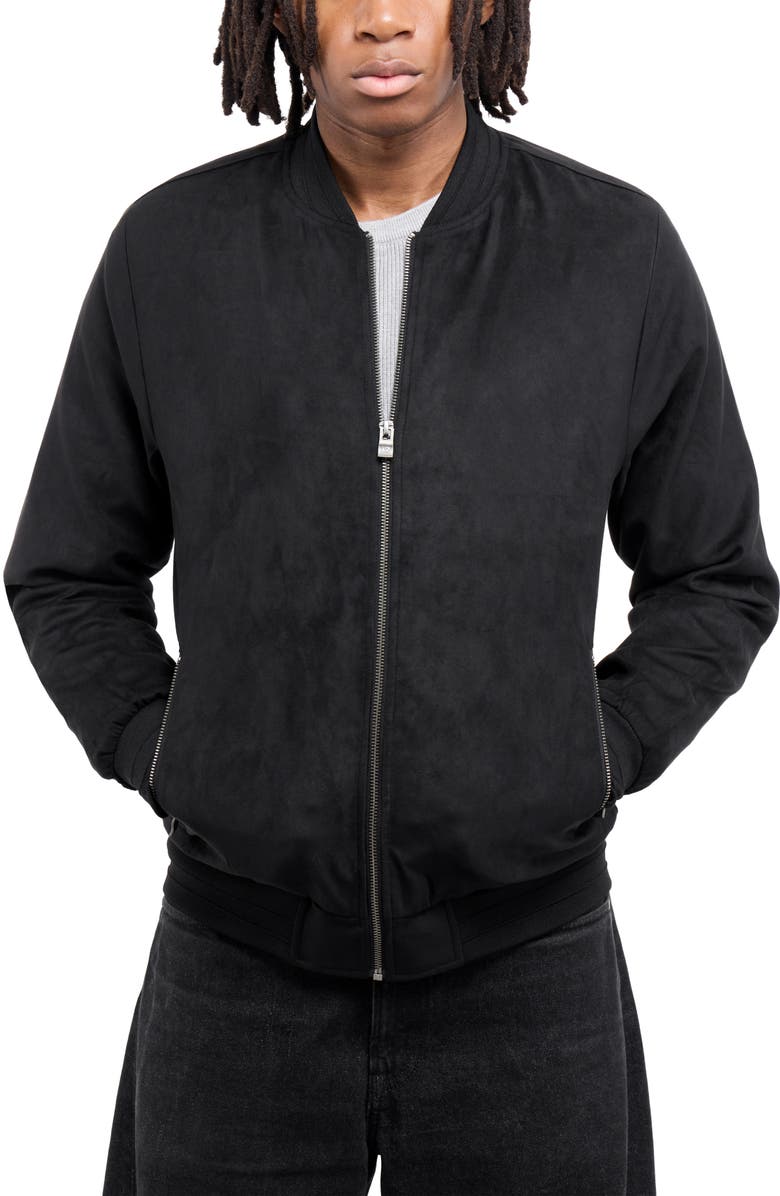 XRAY Faux Fur Lined Faux Suede Jacket, Alternate, color, Black