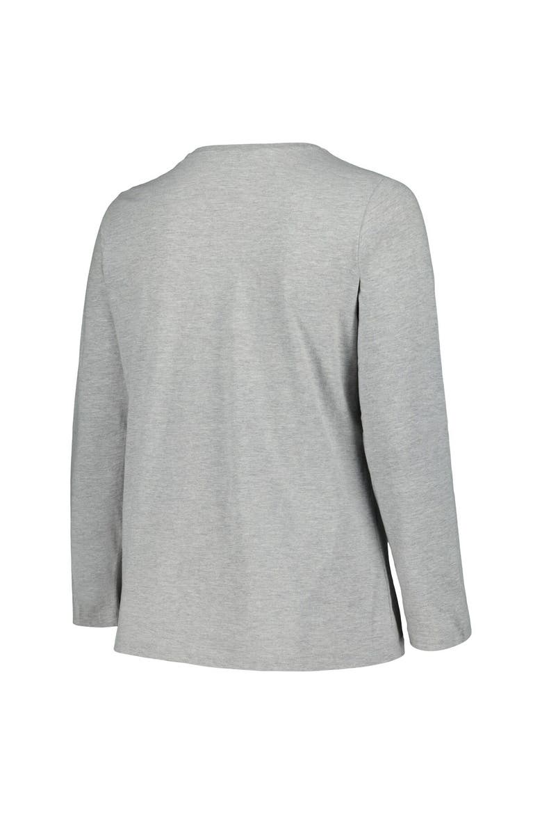 Women's Profile Heather Gray Michigan State Spartans Plus Size Arch Over Logo Scoop Neck Long Sleeve T-Shirt, Alternate, color, Heather Gray