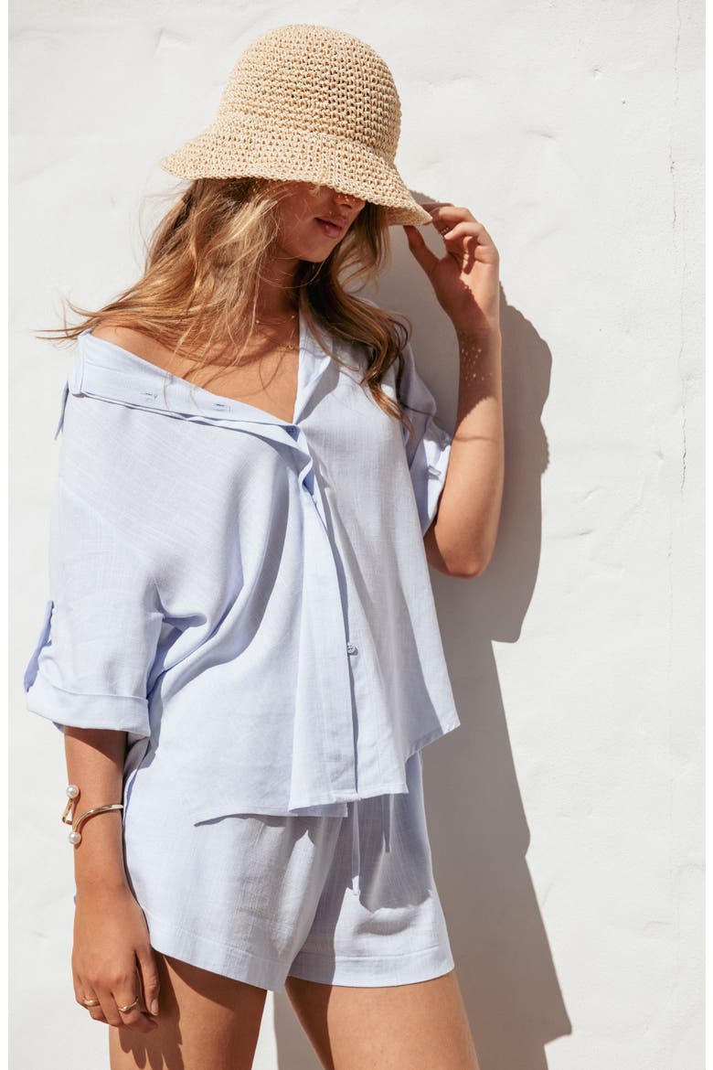 Shelley Roll Tab Cuff Button-Up Shirt, Alternate, color, PALE BLUE