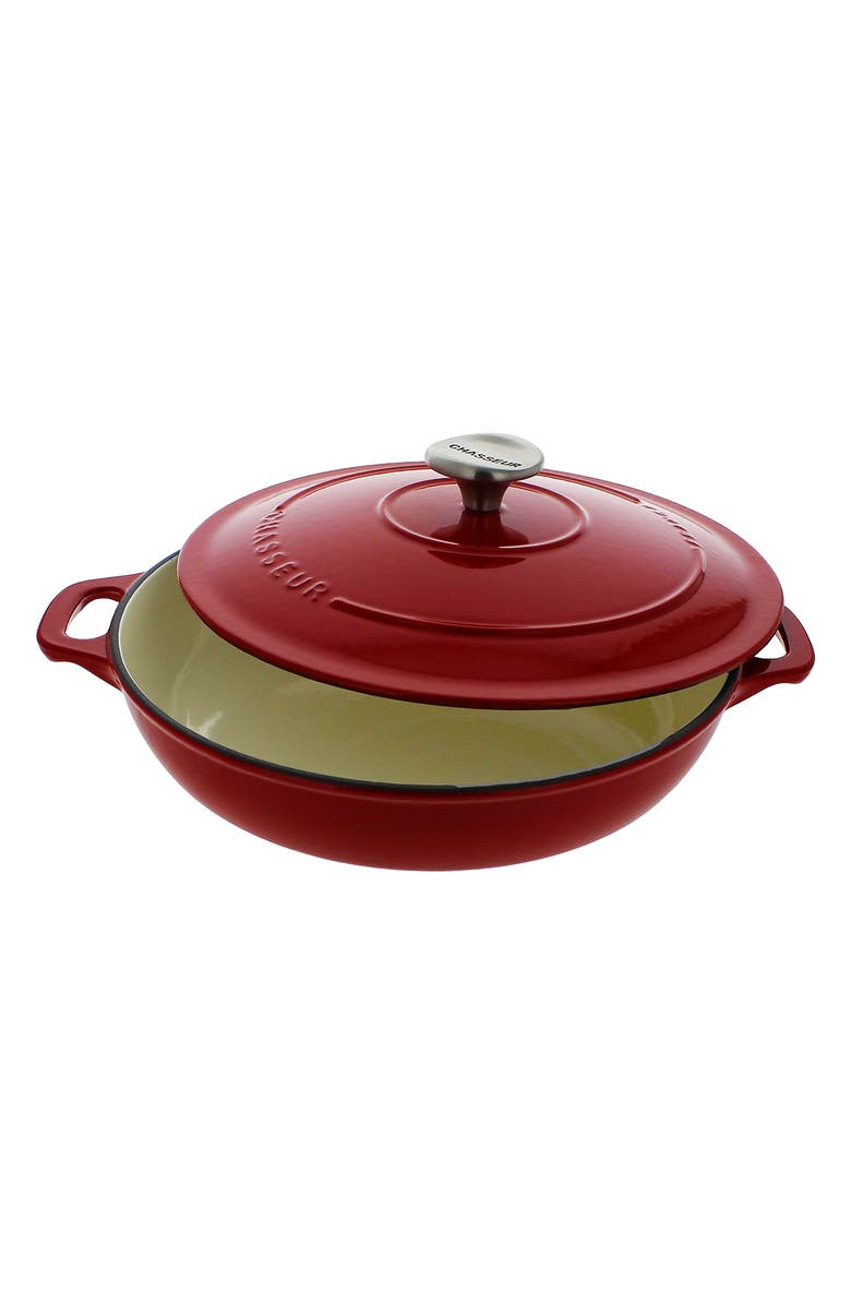 CHASSEUR 1.8-quart Red French Enameled Cast Iron Braiser With Lid, Alternate, color, Red