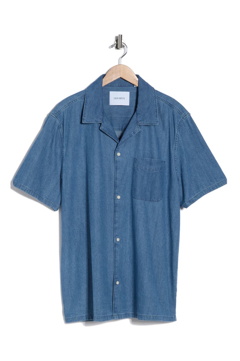 Klark Denim Camp Shirt, Alternate, color, MEDIUM BLUE WASH