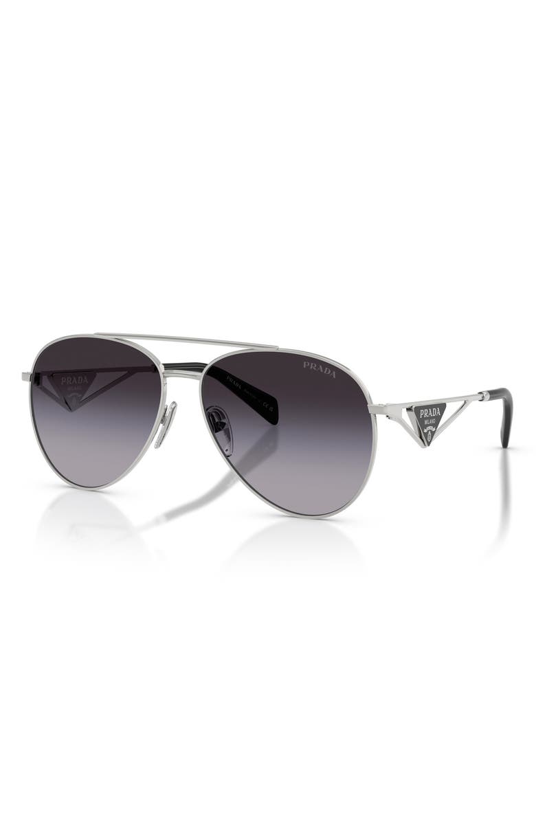 Prada 58mm Pilot Sunglasses, Alternate, color, Silver/ Grey Gradient