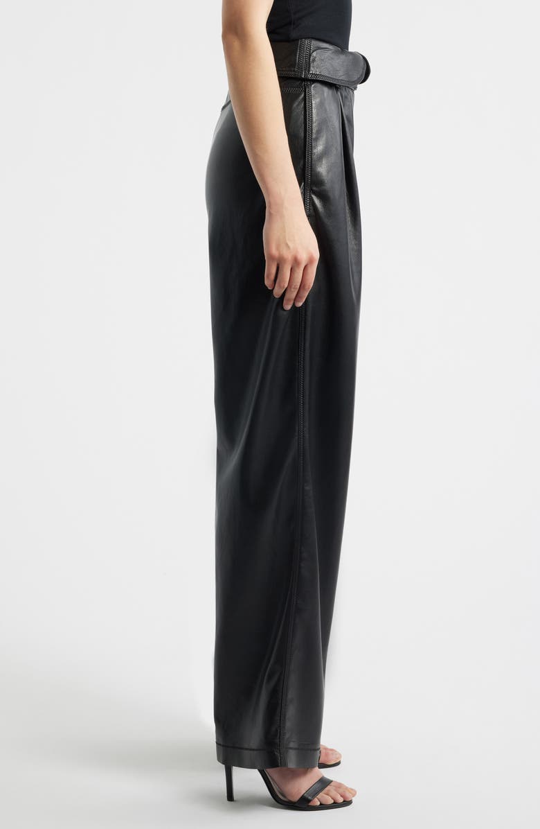 BOSS Orange Tadelena Belted Faux Leather Wide Leg Pants, Alternate, color, 