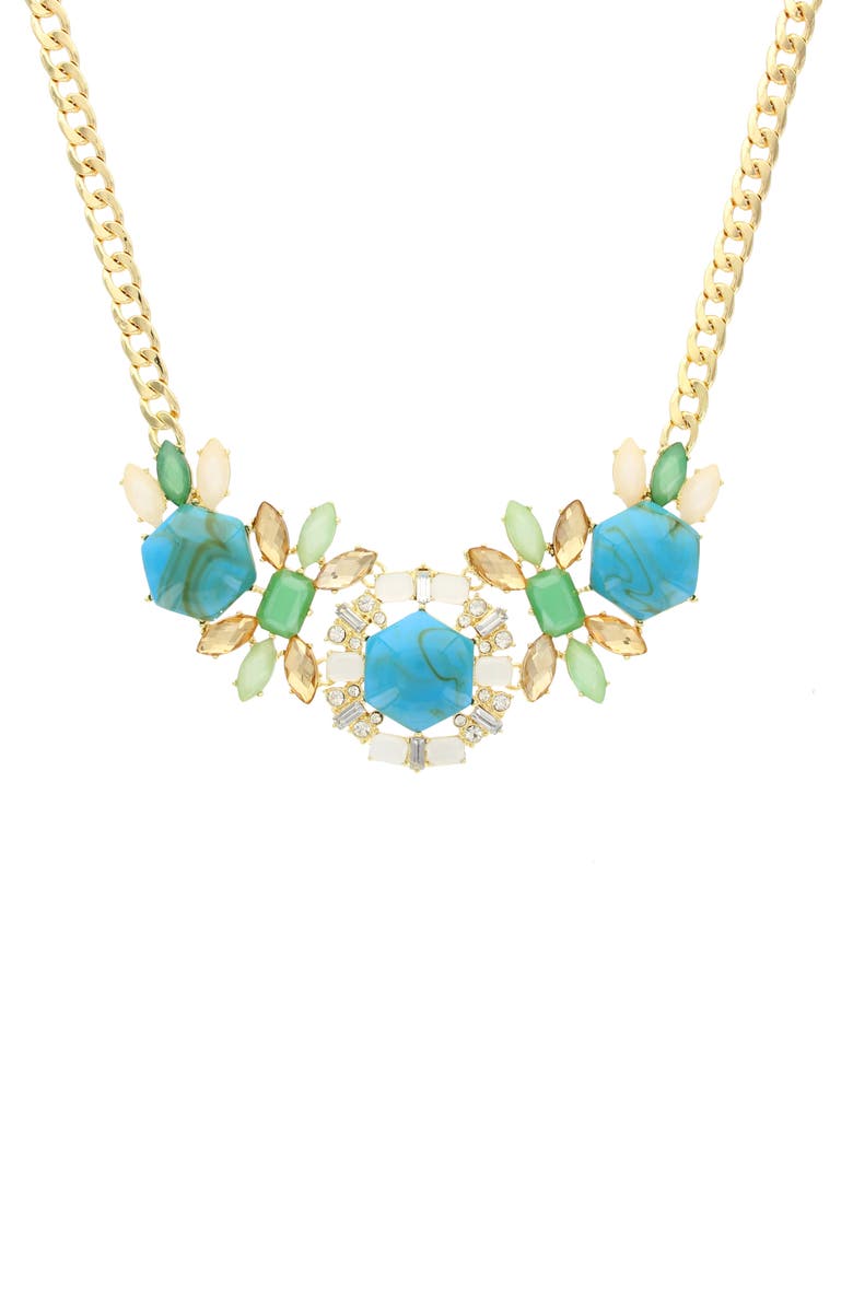 OLIVIA WELLES Spring Fling Frontal Necklace, Alternate, color, Gold / Turquoise