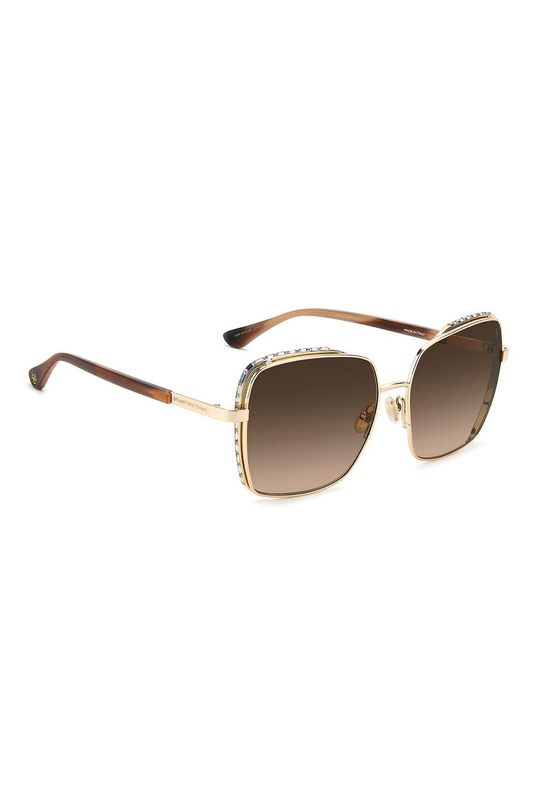 60mm Crystal Gradient Rectangular Sunglasses, Alternate, color, GOLD/ BROWN SF