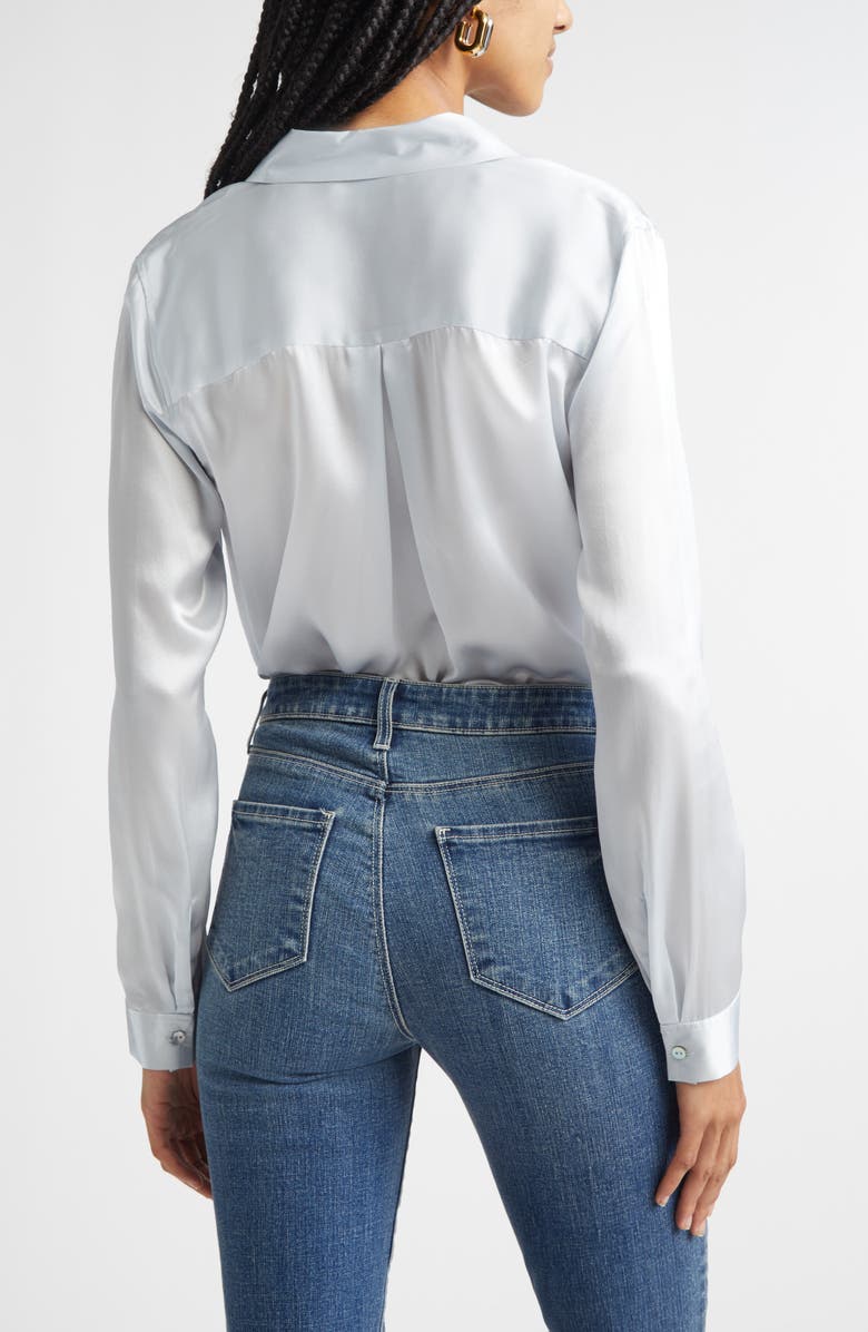 L'AGENCE Tyler Silk Blouse, Alternate, color, Pale Mist Blue