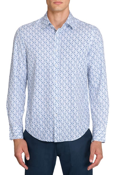 Diamond Print Woven Long Sleeve Basic