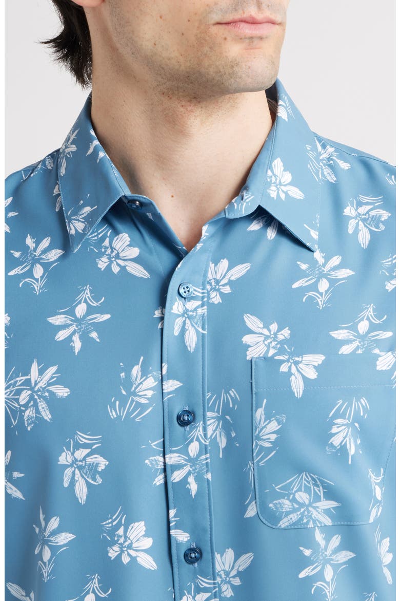 Seamate Floral Short Sleeve Button-Up Shirt, Alternate, color, CAPTAINS BLUE