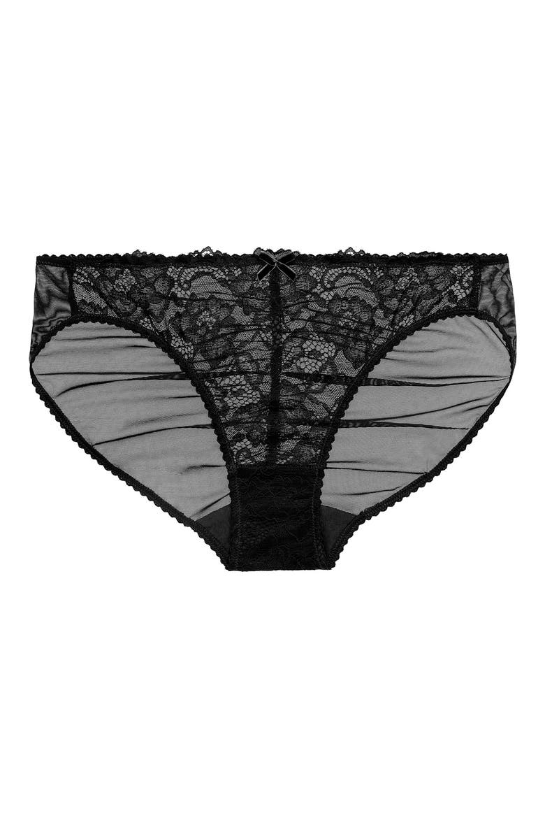 Cora Lace & Mesh Bikini, Alternate, color, BLACK