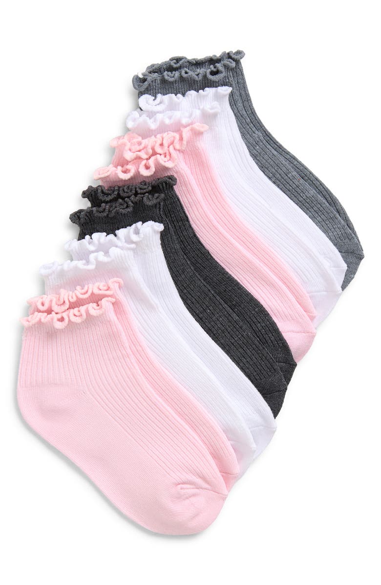 Capelli New York Kids' Ruffled Ankle Socks - Pack of 6, Main, color, Pink Combo