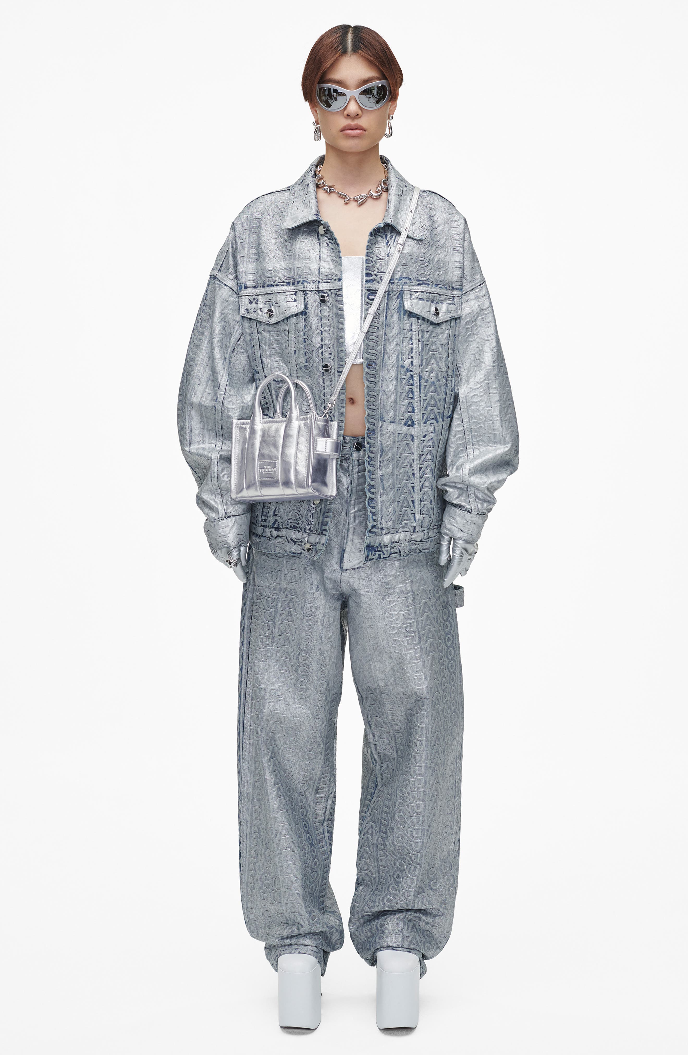 Marc Jacobs The Metallic Leather Crossbody Tote Bag, Alternate, color, 