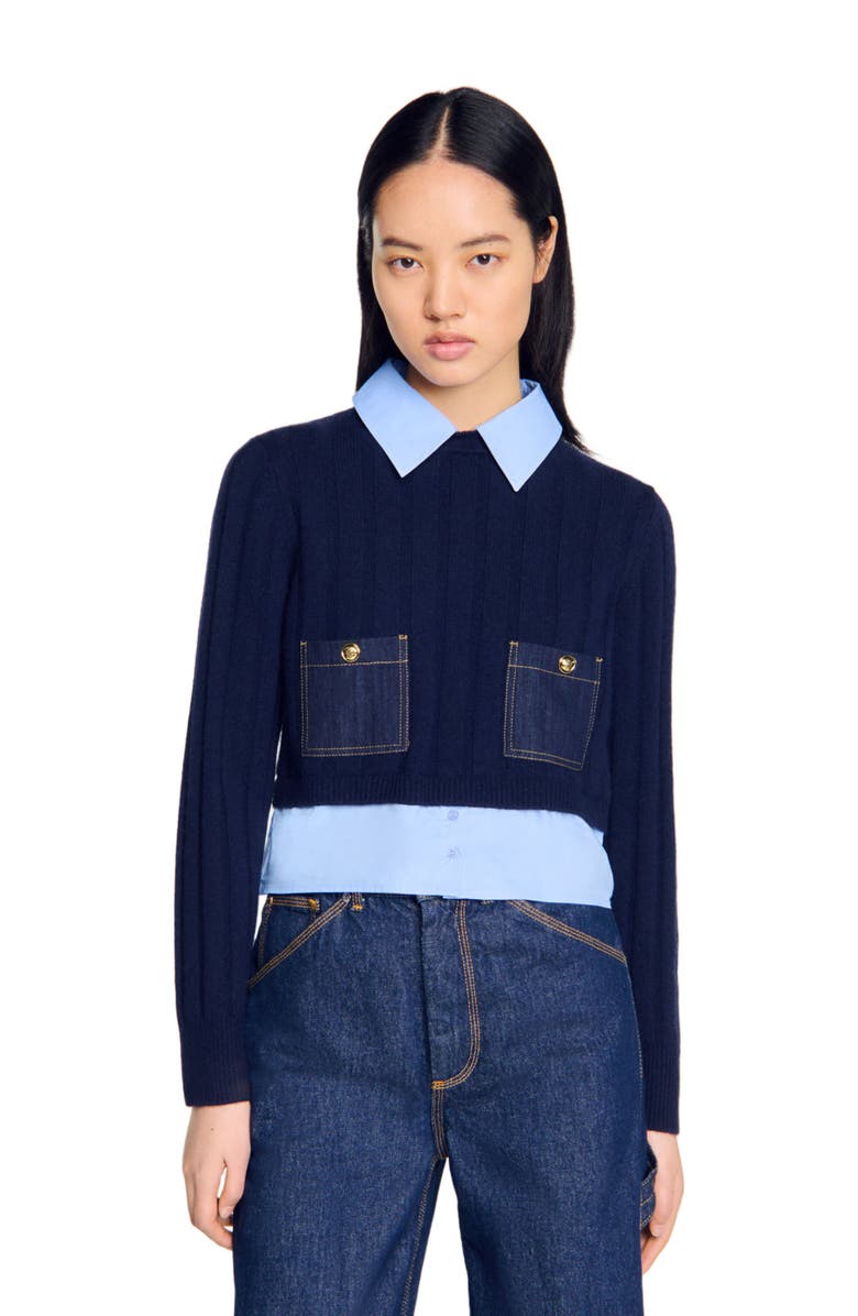 Cropped wool and cashmere sweater