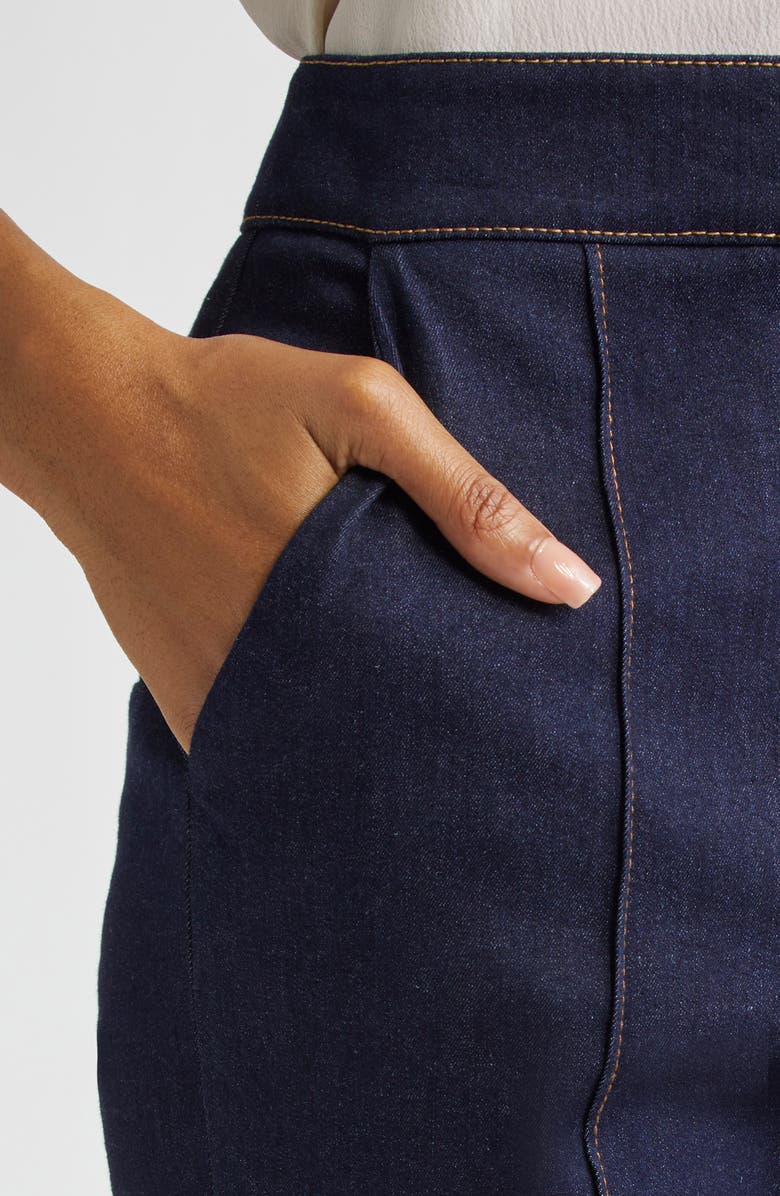 Veronica Beard Tani Pintuck Pleat High Waist Ankle Flare Jeans, Alternate, color, Dark Oxford