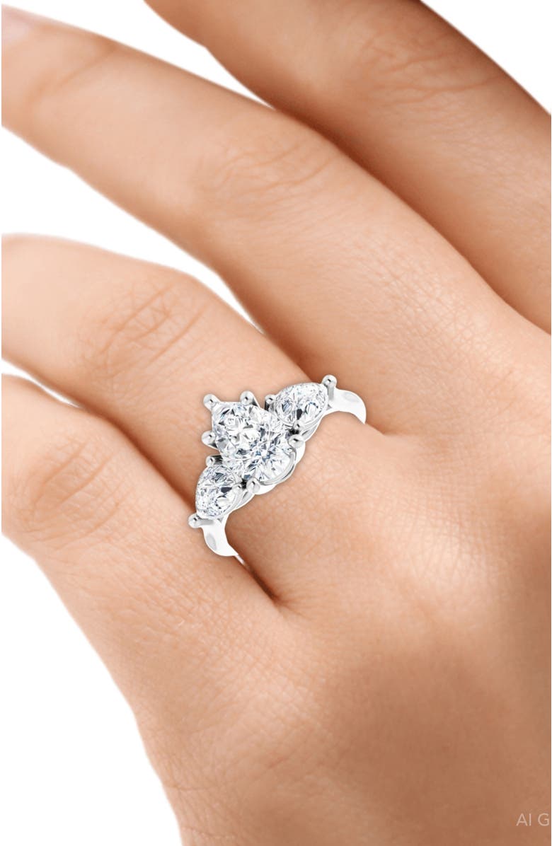 Bliss Diamond 2Ct TW Pear Shape Three Stone Diamond Engagement Ring in 14k Gold Lab Grown, Alternate, color, 14K White Gold