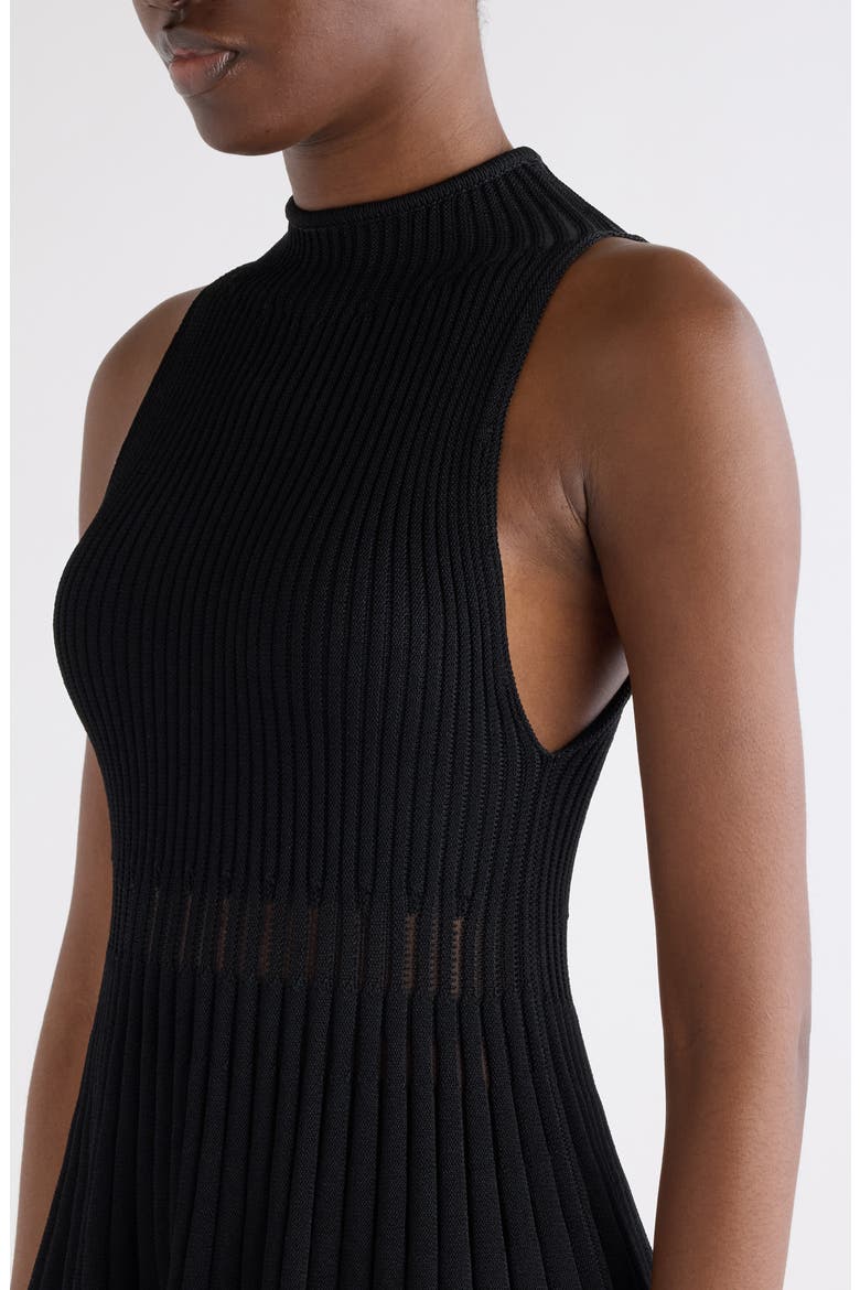 Sleeveless Rib Sweater Dress, Alternate, color, BLACK