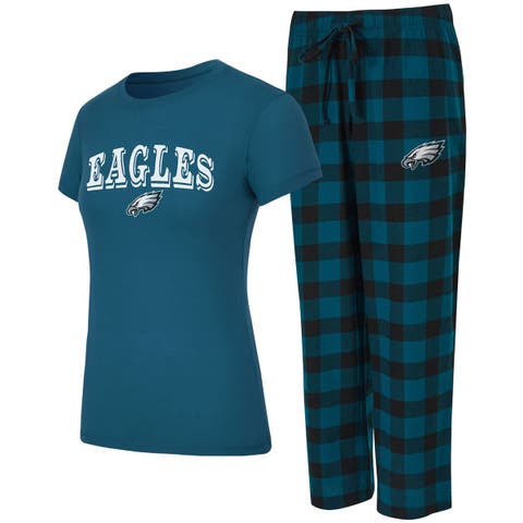 Women's Concepts Sport  Green/Black Philadelphia Eagles Avondale T-Shirt & Pants Flannel PJ Set