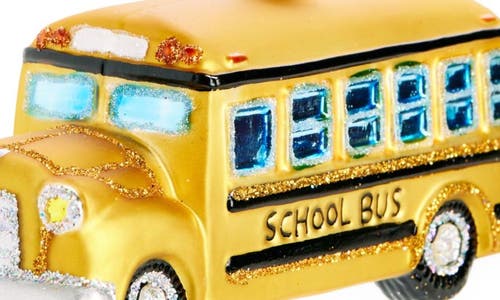Old World Christmas School Bus Glass Ornament In Yellow/black/white