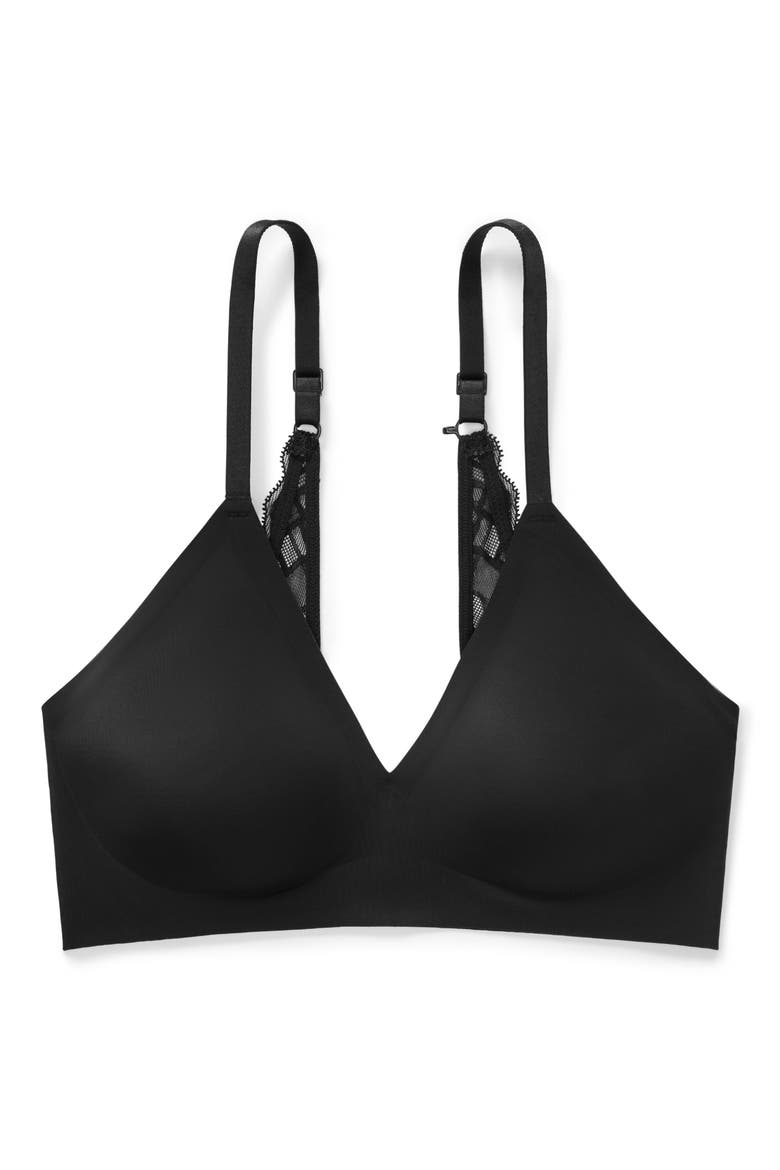 True Body Boost Triangle Lace Convertible Strap Bra, Alternate, color, BLACK