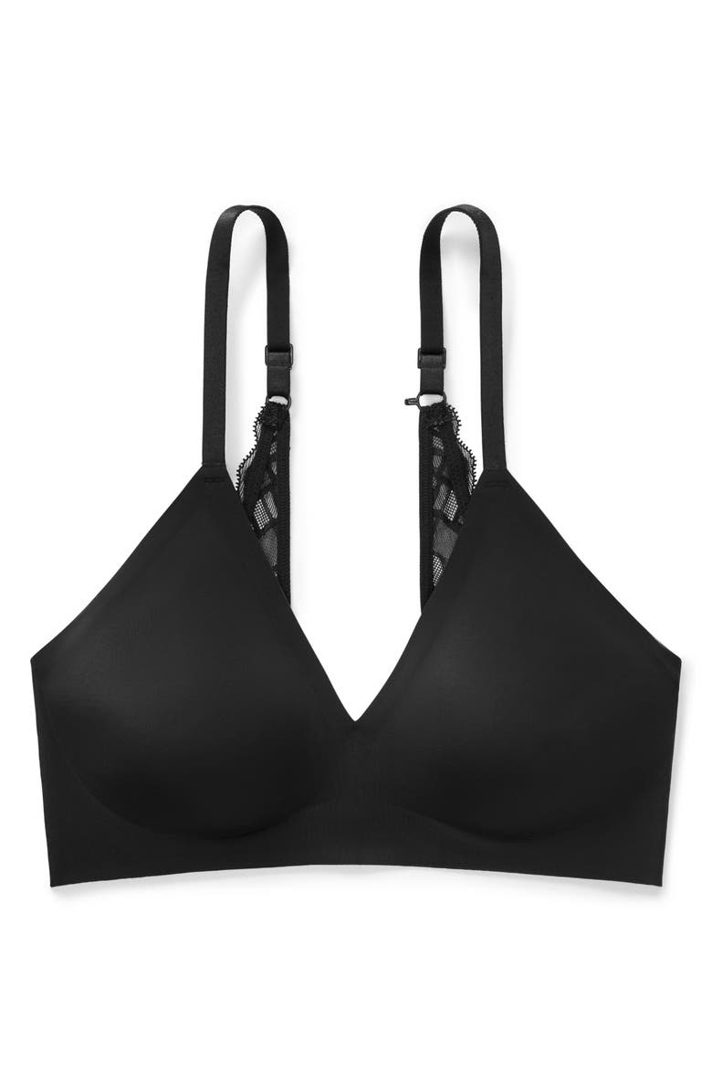 True & Co True Body Boost Triangle Lace Convertible Strap Bra, Alternate, color, Black