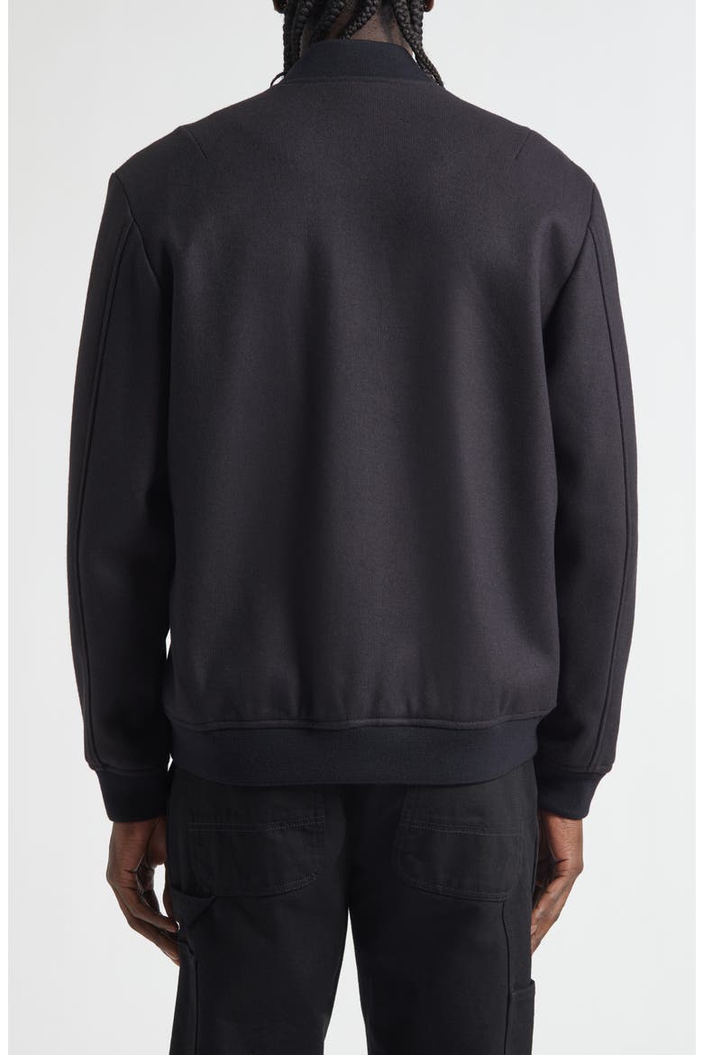 Boiled Wool Blend Jersey Bomber Jacket, Alternate, color, NAVY