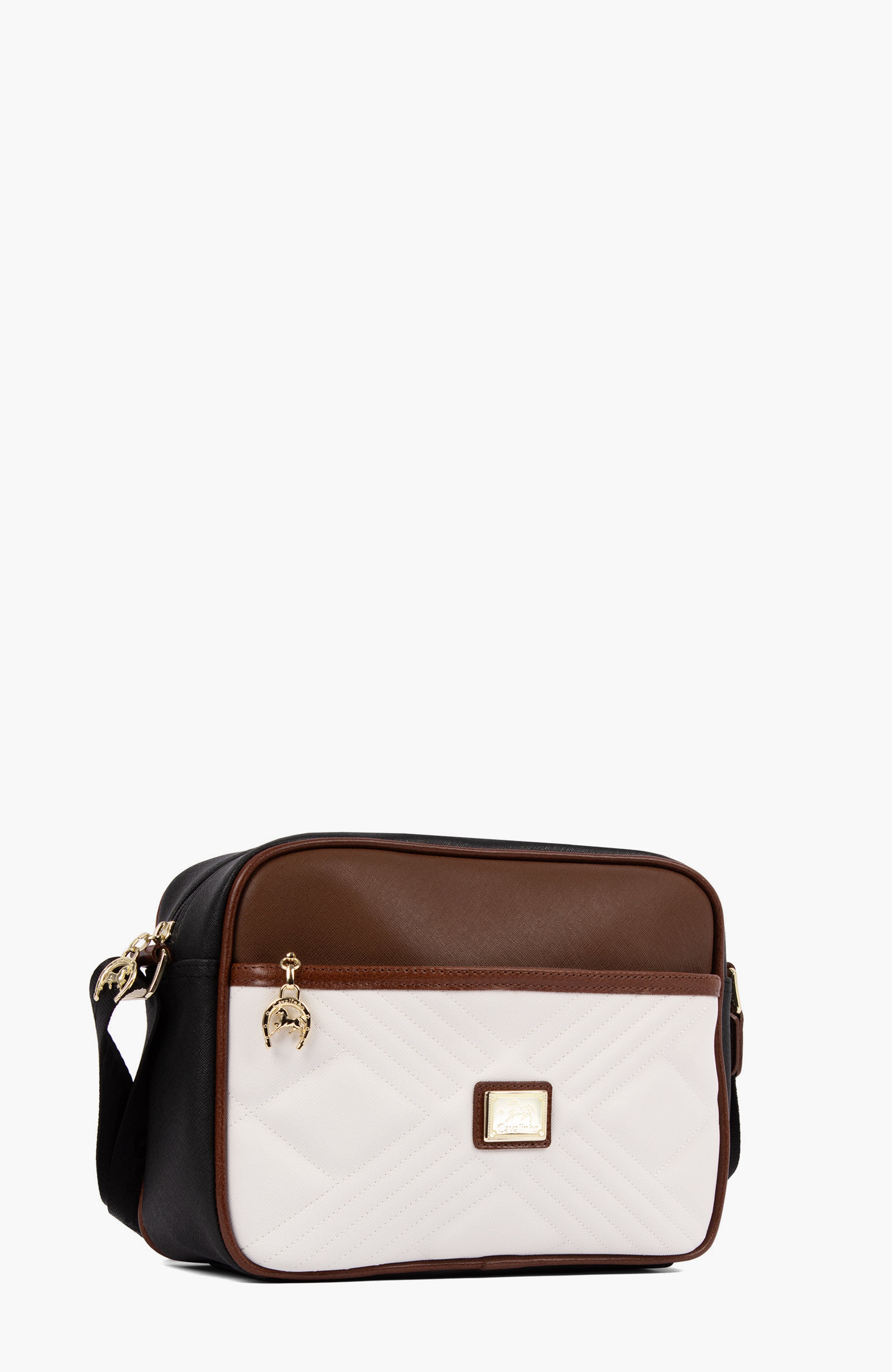 Poesie 324 Crossbody Bag, Alternate, color, Black / Camel Brown / White