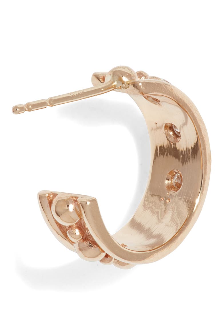 Dew Drop Marine Huggie Hoop Earrings, Alternate, color, GOLD/ DIAMOND