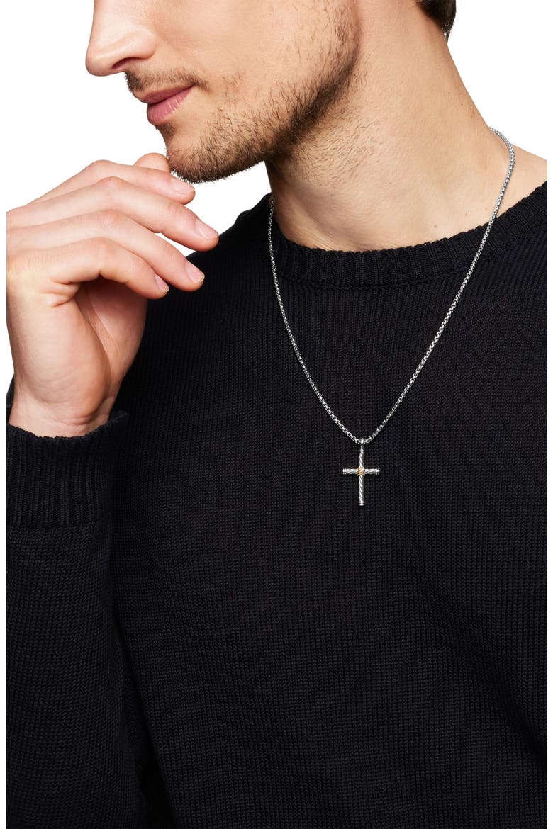 Cable Cross Enhancer with 18K Gold, Alternate, color, SILVER