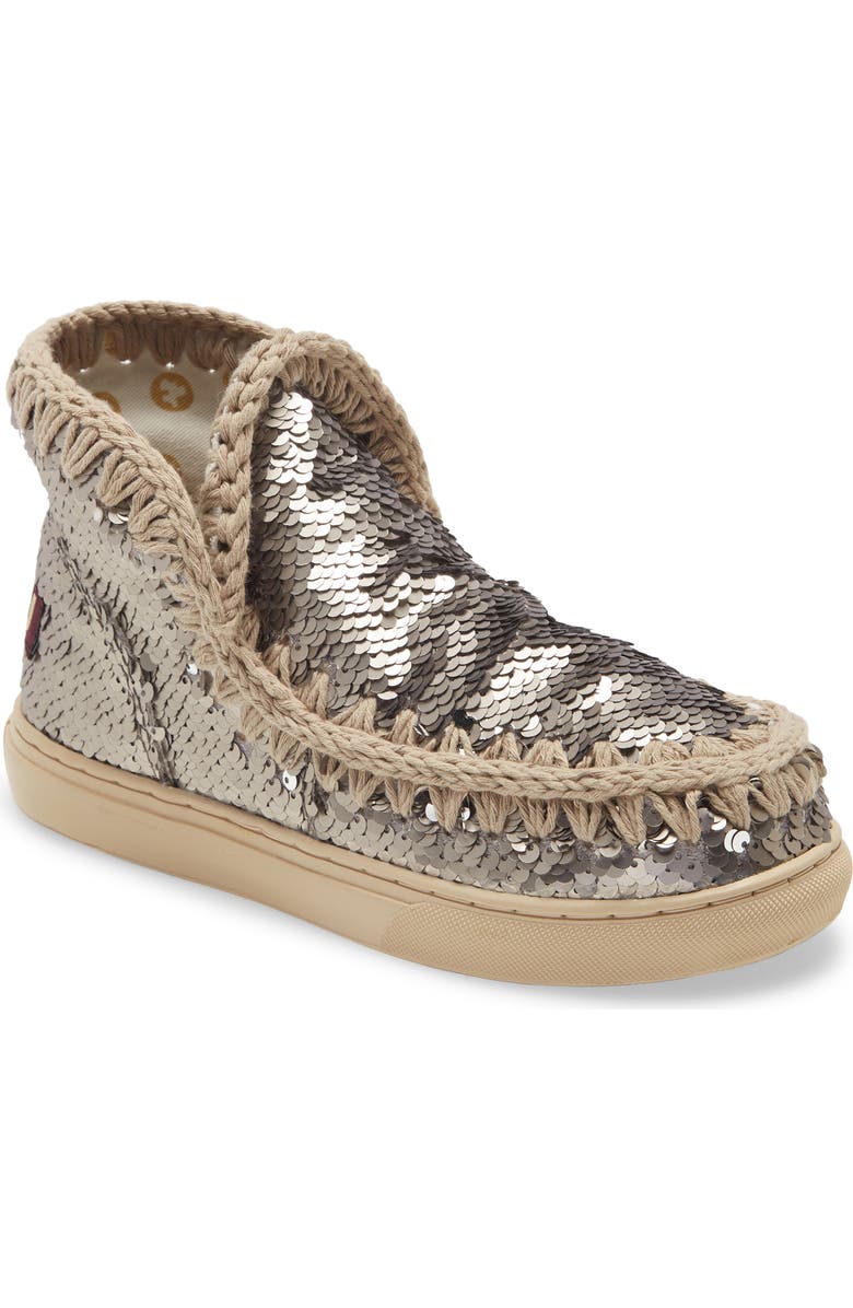 Mou Summer Eskimo Sequin Sneaker Boot, Main, color,