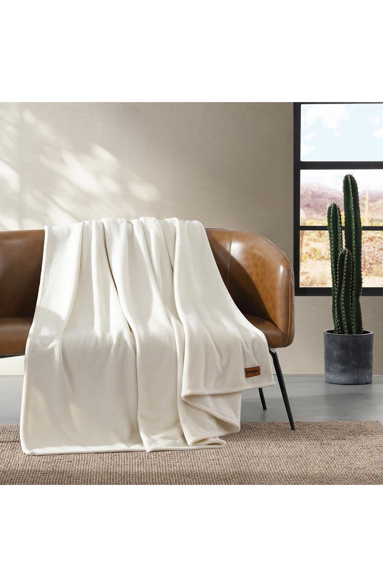 Wrangler Solid Ultrasoft Plush Blanket, Alternate, color, Ivory