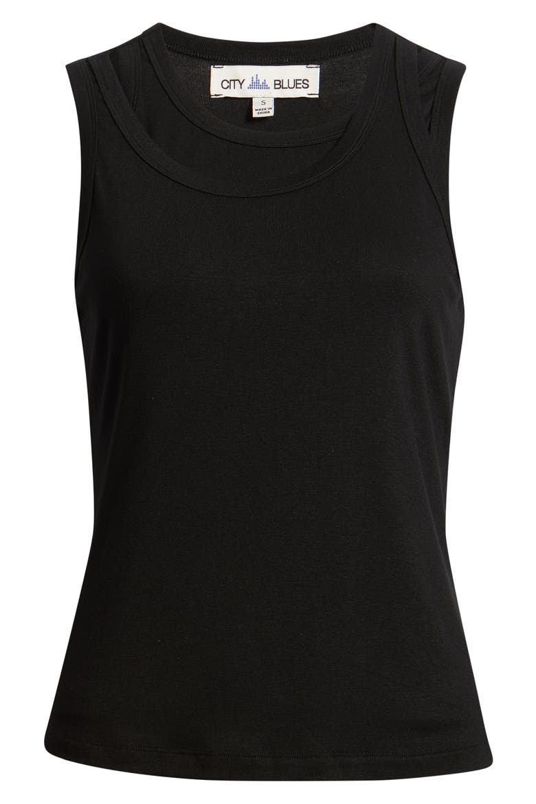 Layered Look Tank, Alternate, color, BLACK