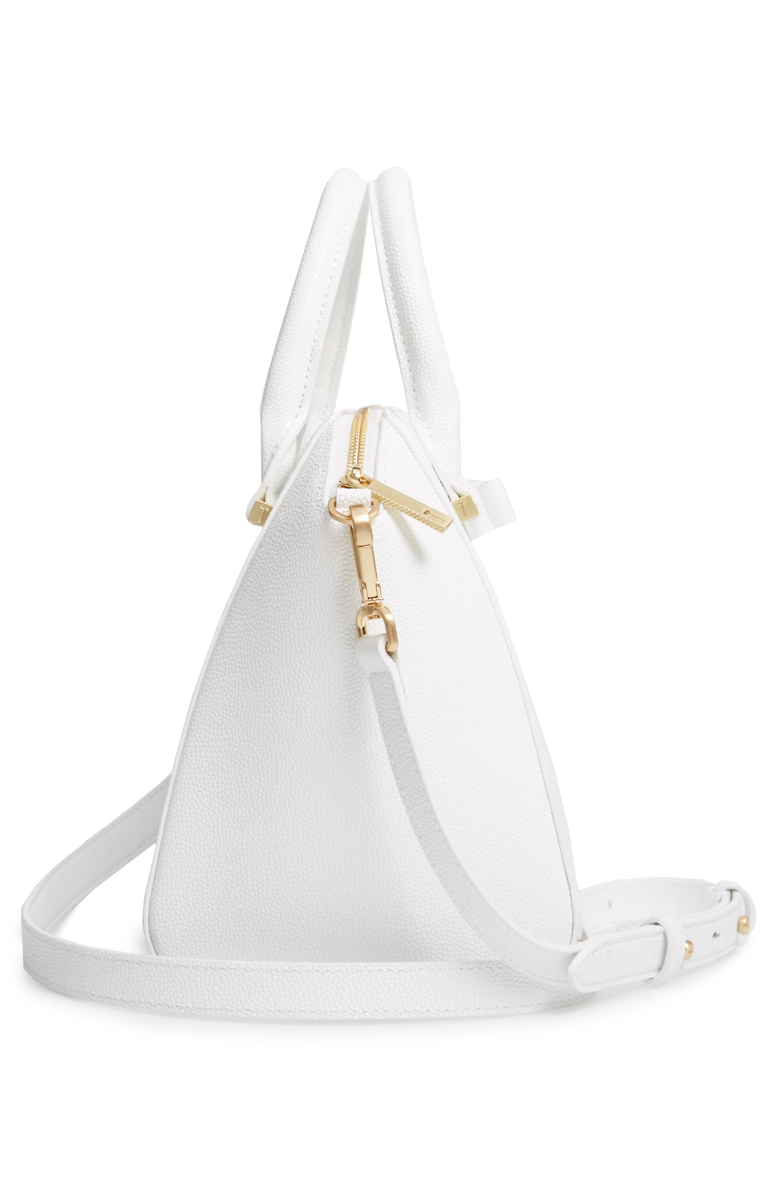 Janne Bow Leather Tote, Alternate, color, WHITE
