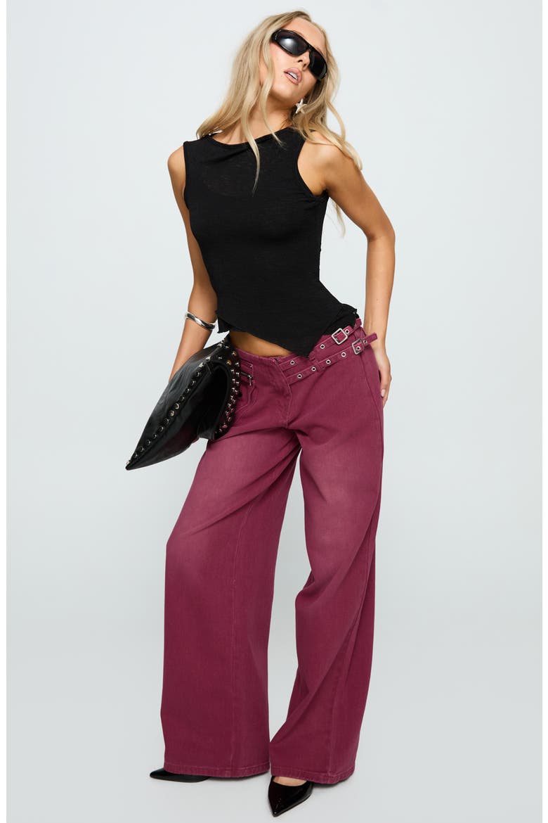 Paltrow Low Rise Wide Leg Cargo Jeans, Alternate, color, WASHED BURGUNDY