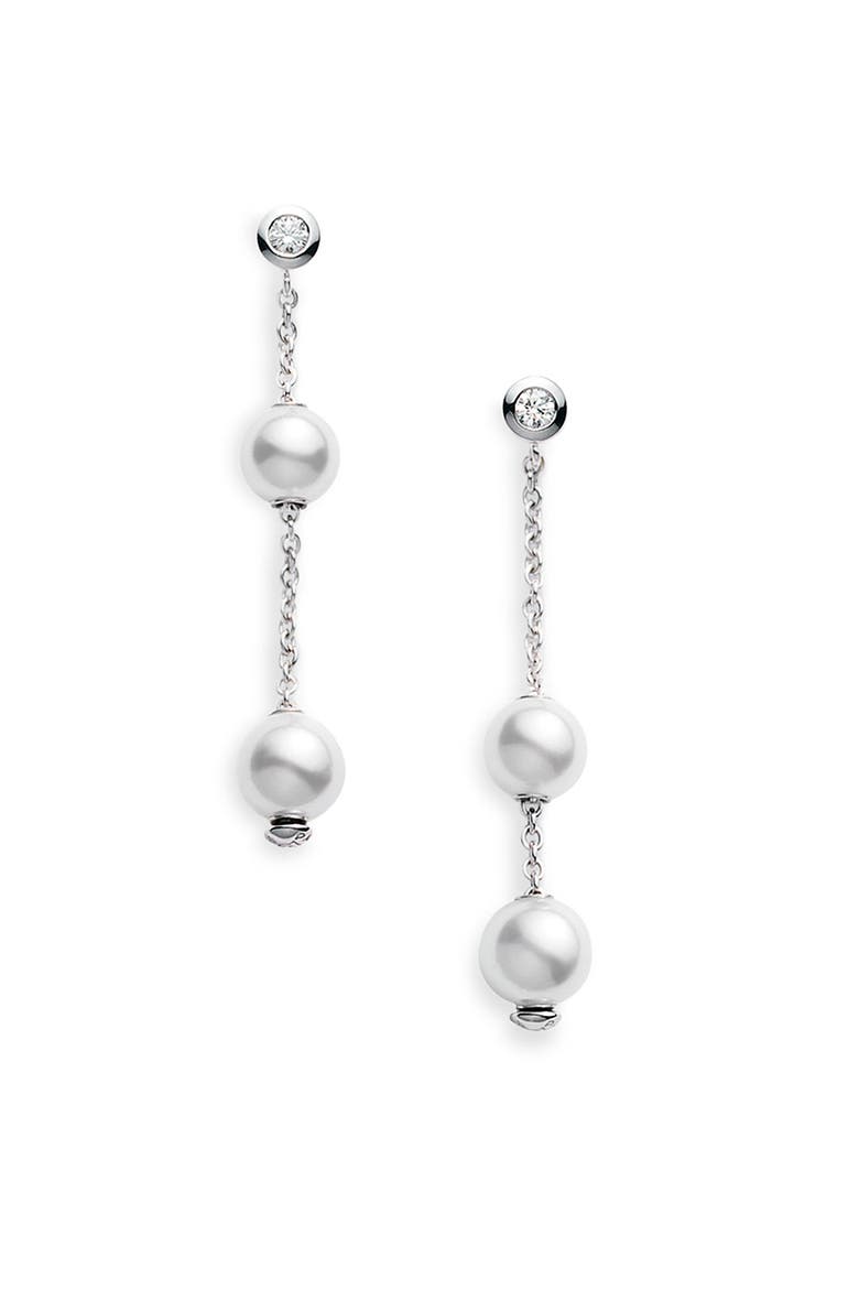 'Pearls in Motion' Akoya Cultured Pearl Earrings, Main, color, WHITE GOLD