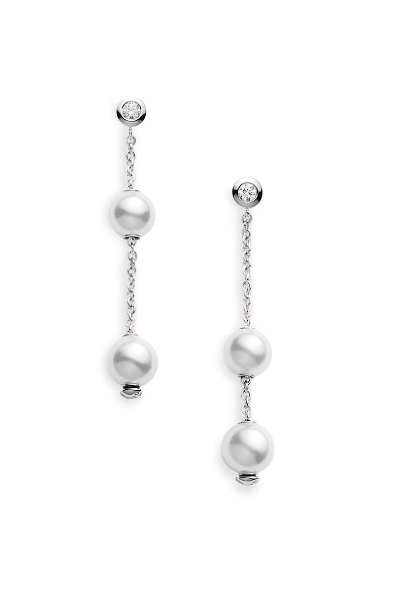 Mikimoto 'Pearls in Motion' Akoya Cultured Pearl Earrings, Main, color, White Gold