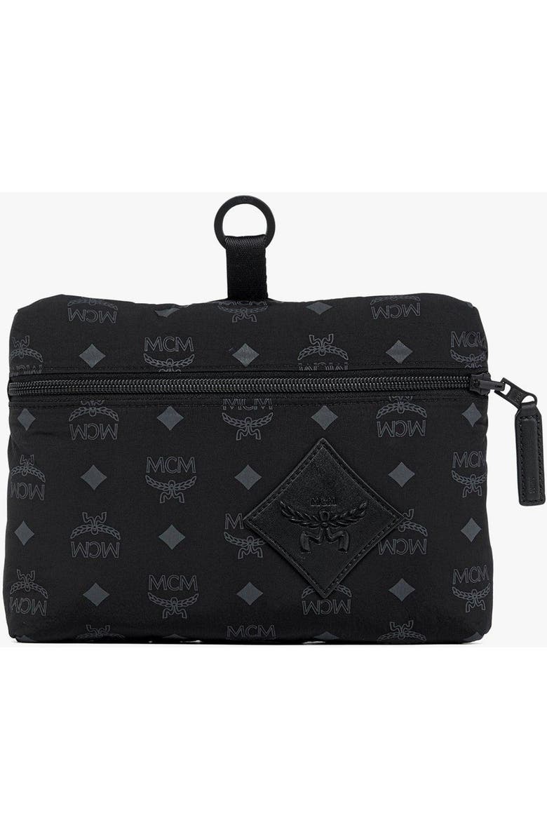 MCM Stark Packable Backpack in Monogram Nylon, Alternate, color, Black